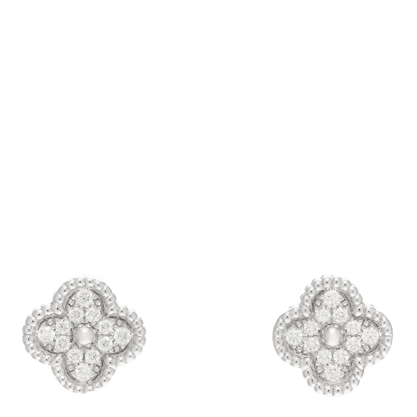18K White Gold Diamond Sweet Alhambra Earrings
