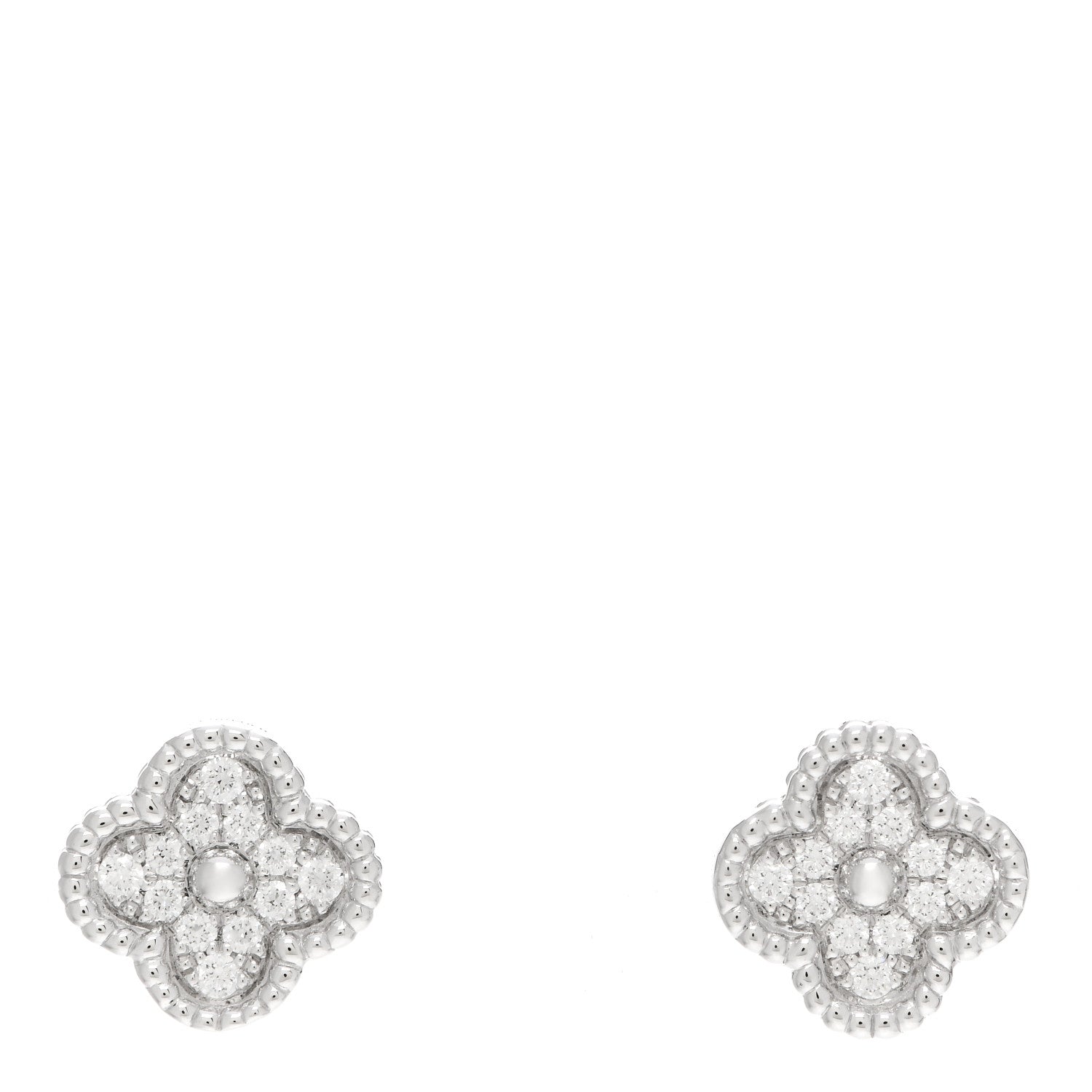 Van Cleef & Arpels 18K White Gold Diamond Sweet Alhambra Earrings 1 of 6