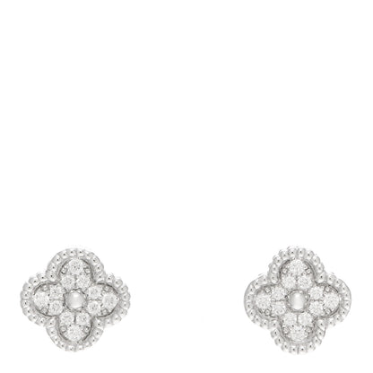 Van Cleef & Arpels 18K White Gold Diamond Sweet Alhambra Earrings 1 of 6