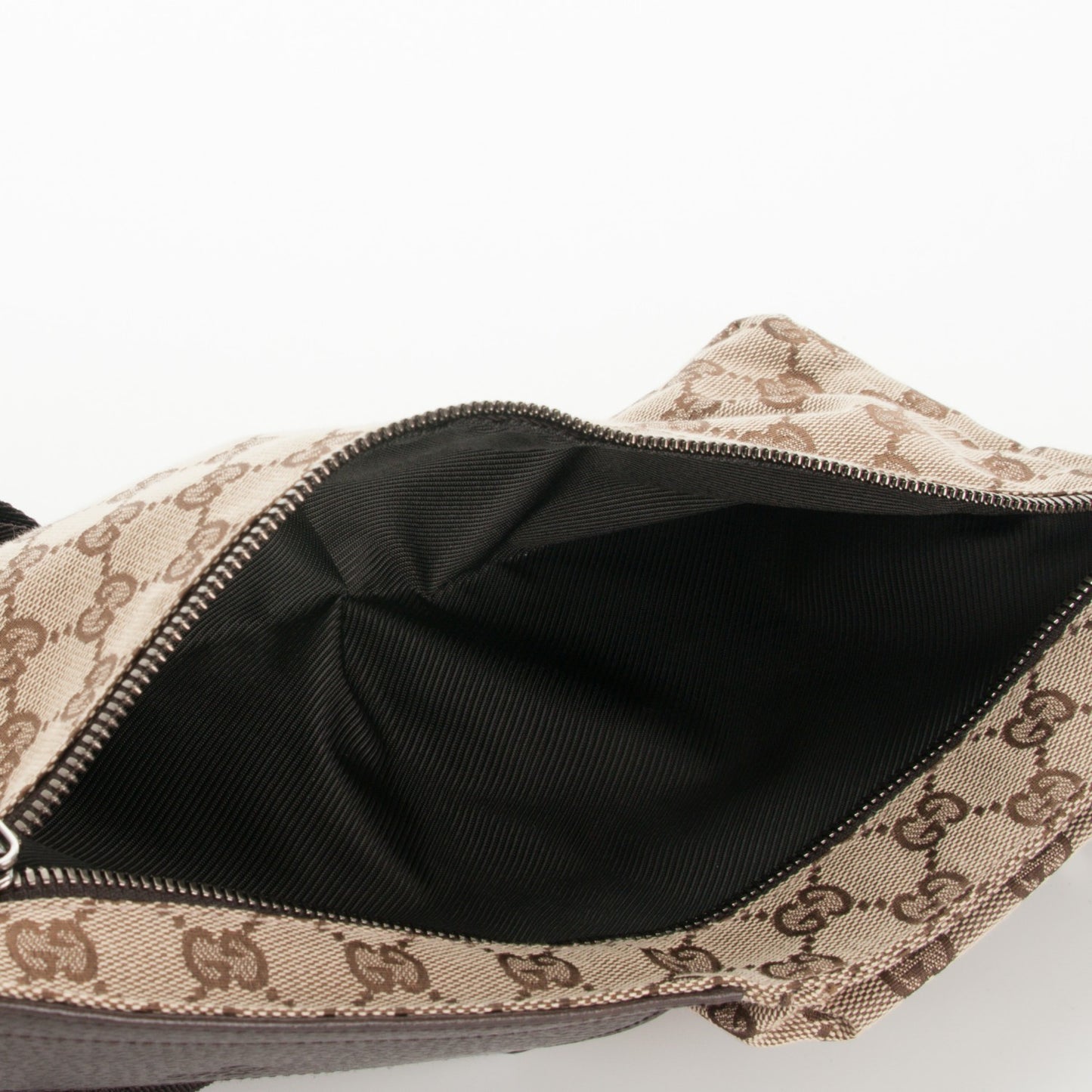 GG Monogram Double Pocket Belt Bag Dark Brown