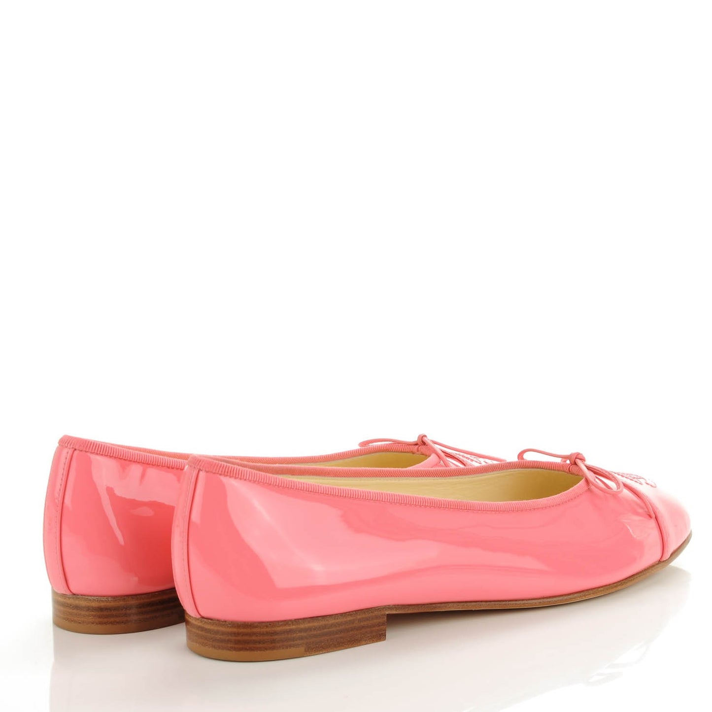CHANEL Patent CC Cap Toe Ballerina Flats 39.5 Light Pink