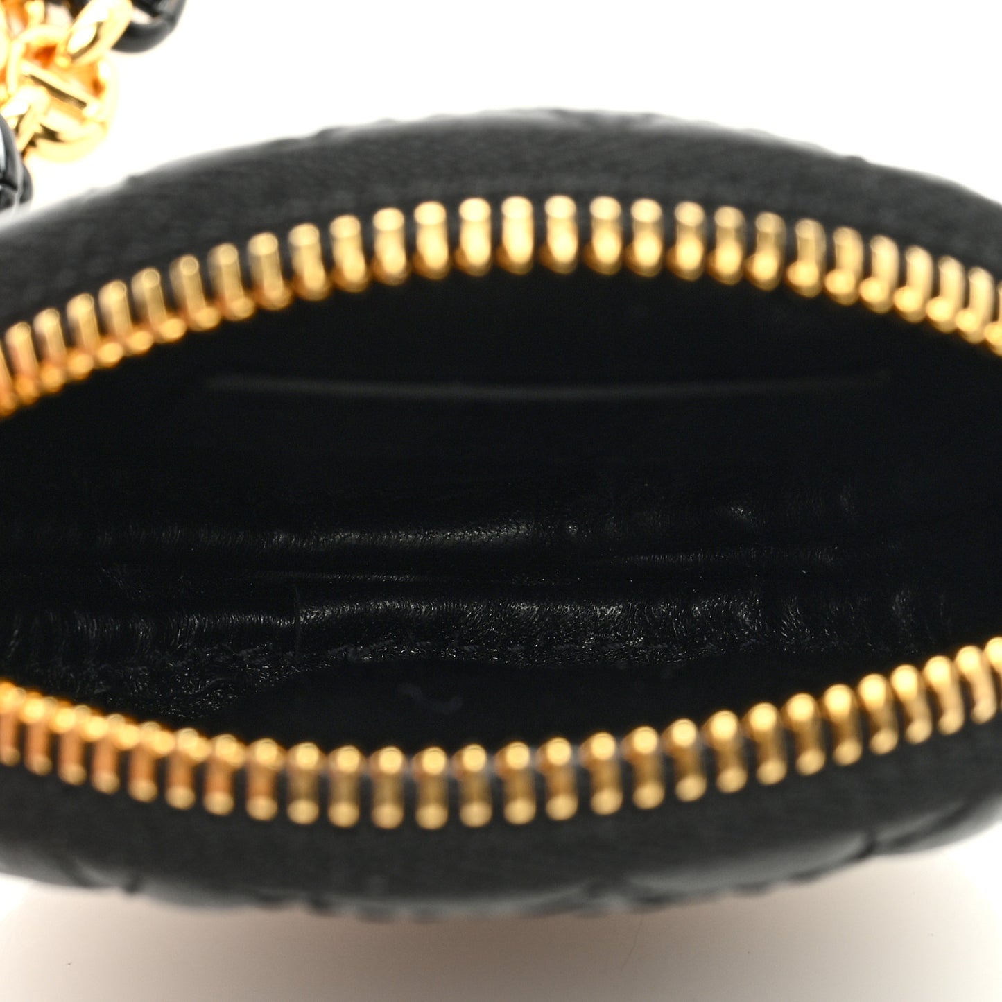 Lambskin Mini Cannage Round Caro Crossbody Pouch Black