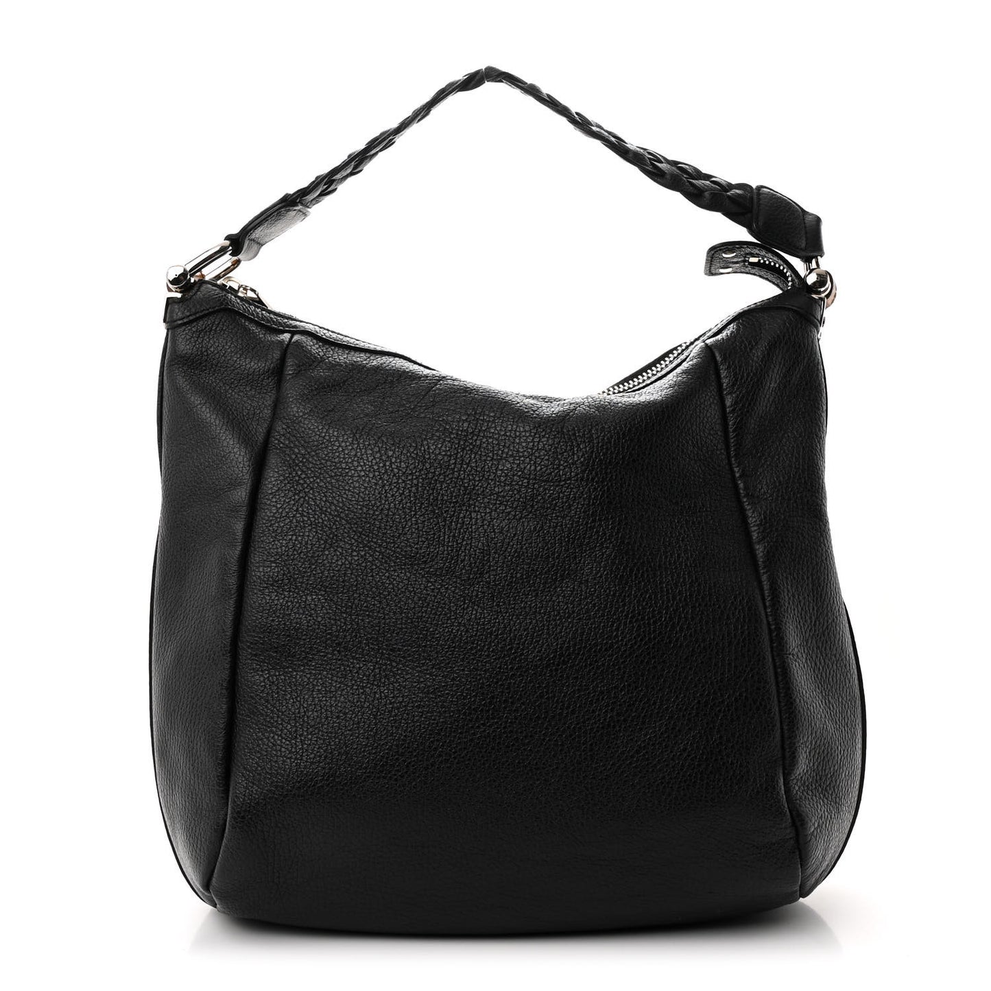 Grained Calfskin Bamboo Bar Hobo Black