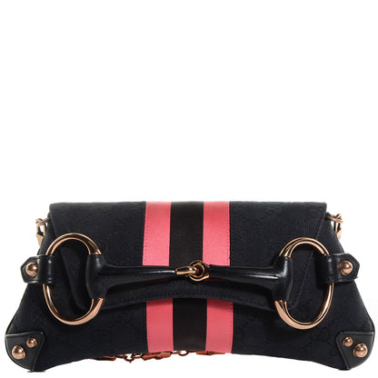 Gucci Monogram Horsebit Web Clutch Black 1 of 7