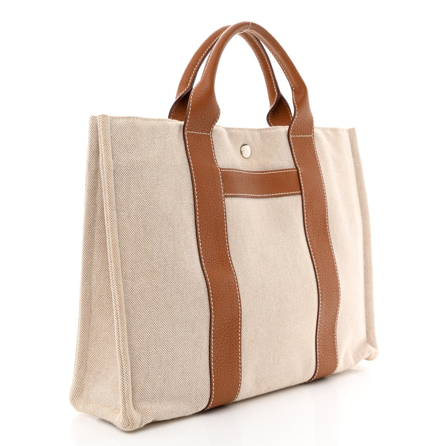 Toile Taurillon Clemence Sac Harnais Tote MM Beige Gold