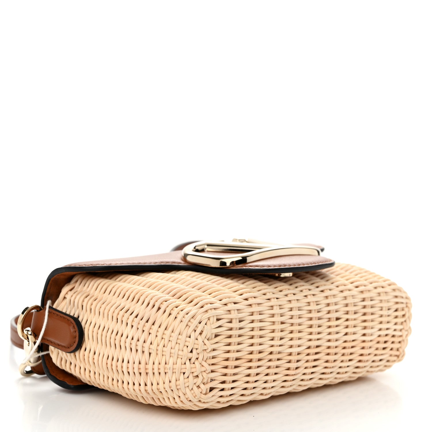 Valentino Garavani Wicker Calfskin Vlogo Small Loco Shoulder Bag Natural 4 of 9