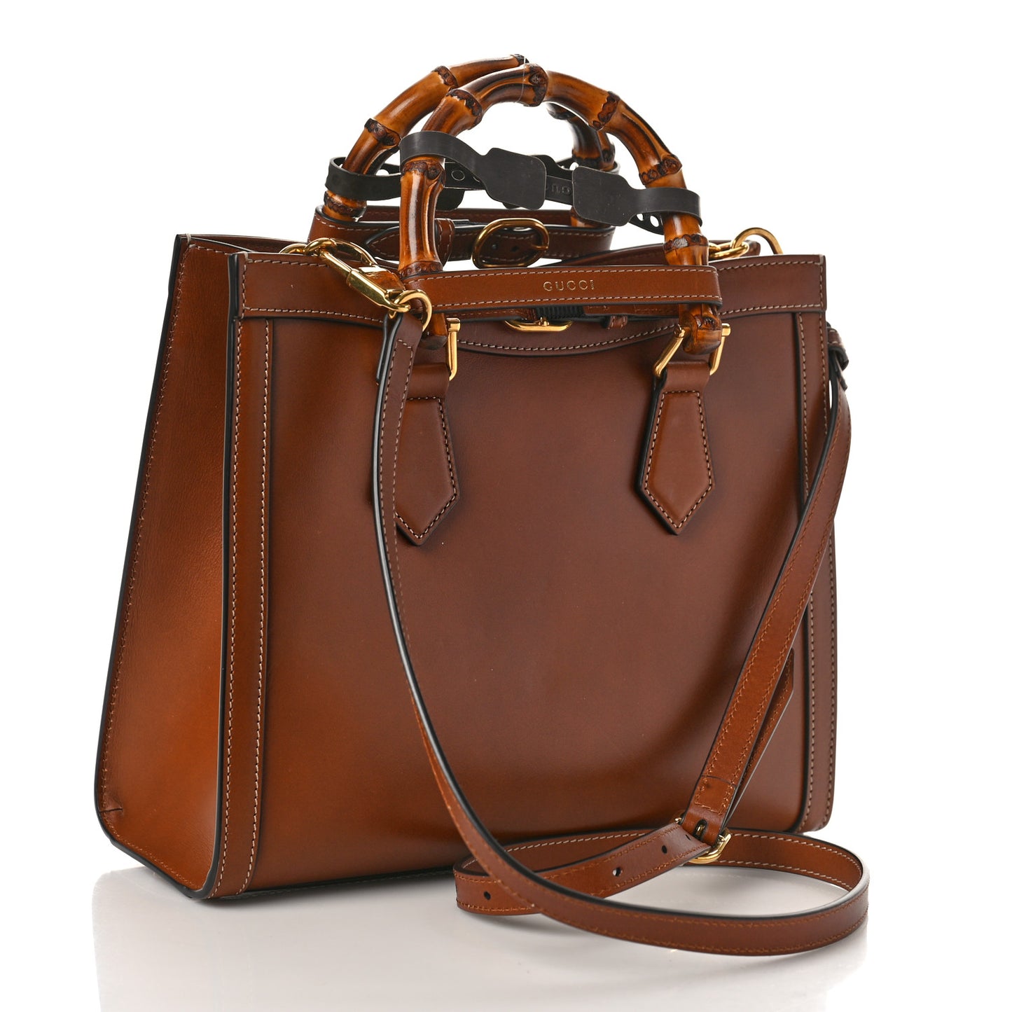 Charisma Calfskin Gucci Embossed Small Diana Tote Bag Peanut Brown