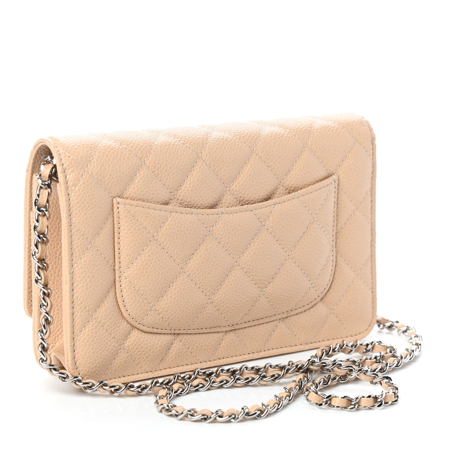 Caviar Quilted Wallet On Chain WOC Beige