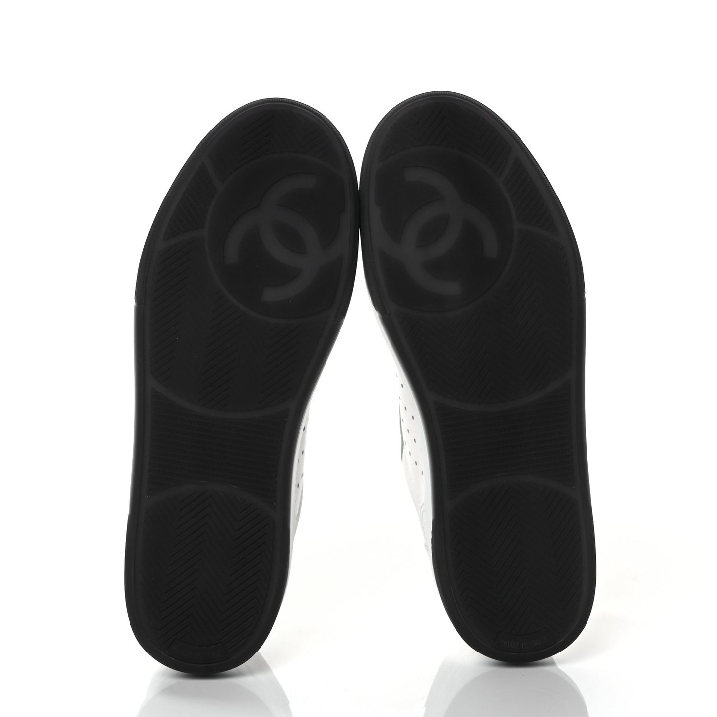 Grained Calfskin Fabric Womens Logo Sneakers 40 White Black
