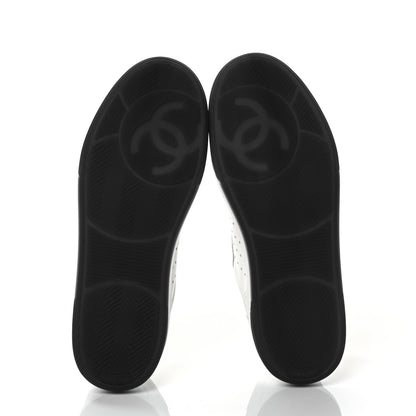 Chanel Grained Calfskin Fabric Womens Logo Sneakers 40 White Black 5 of 8