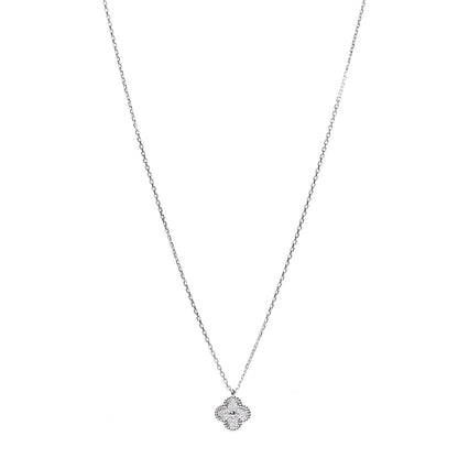 Van Cleef & Arpels 18K White Gold Diamond Sweet Alhambra Pendant Necklace 1 of 6