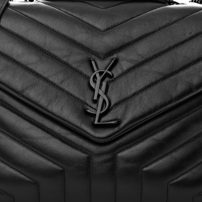 Saint Laurent Calfskin Y Quilted Monogram Monochrome Medium Loulou Chain Satchel Black 7 of 13