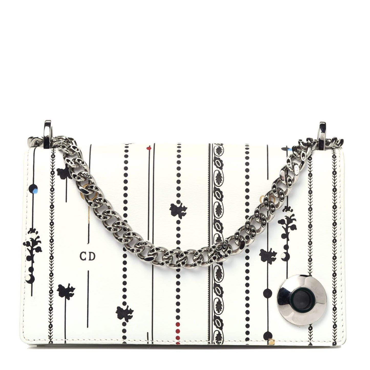 Calfskin Printed Medium Diorama Flap Bag White