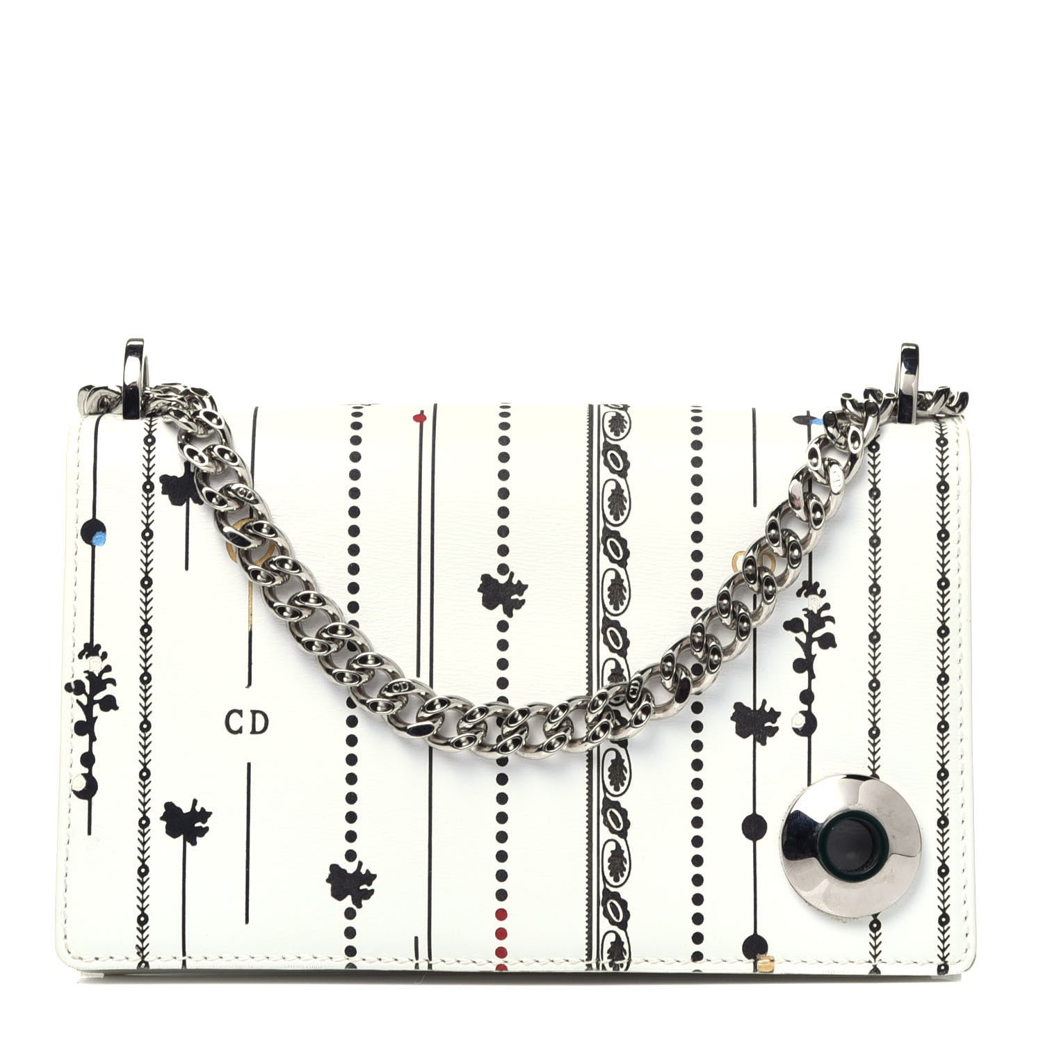 Christian Dior Calfskin Printed Medium Diorama Flap Bag White 1 of 10