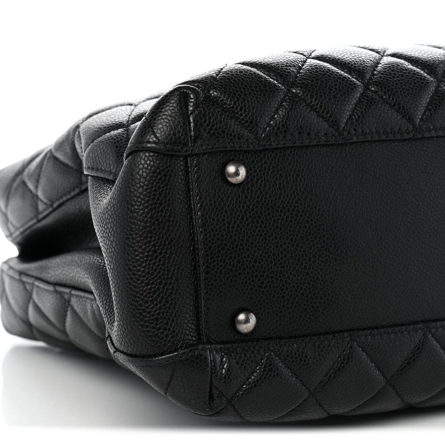 Caviar Quilted City Shopping Tote Black