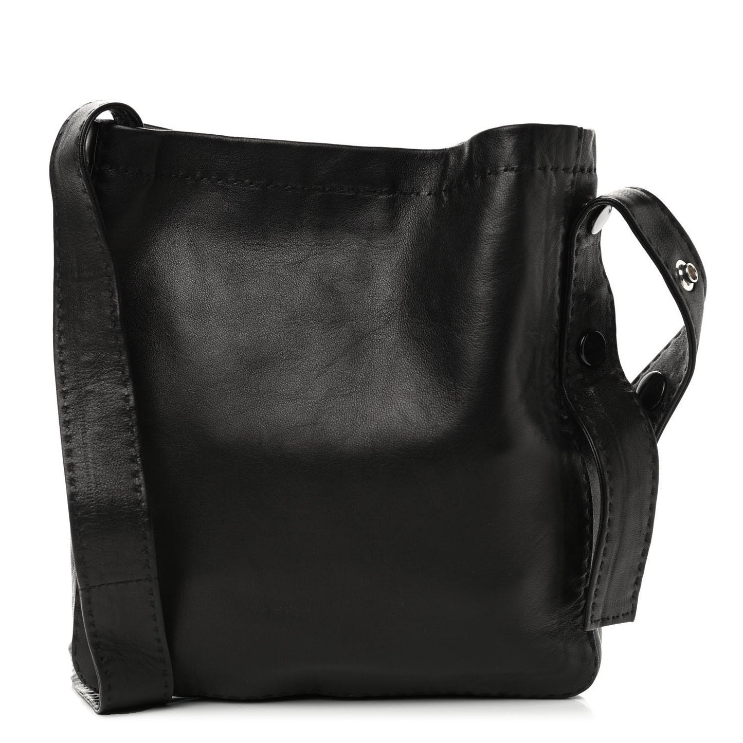 Soft Lambskin Pouch Croissant Shoulder Bag Black