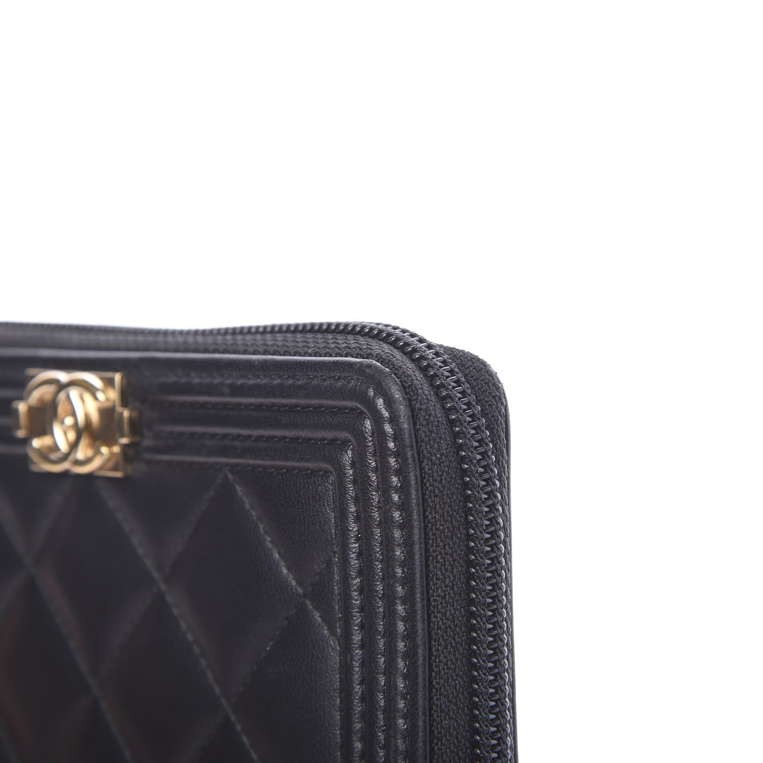 Chanel Lambskin Quilted Small Boy Zip Around Wallet Black 11 of 13