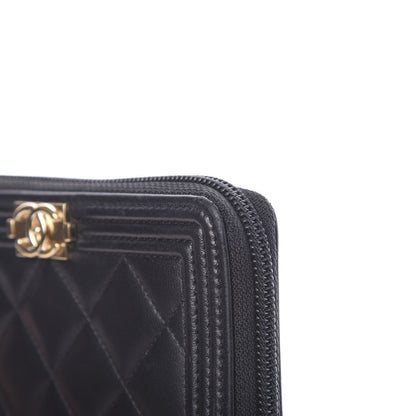 Chanel Lambskin Quilted Small Boy Zip Around Wallet Black 11 of 13