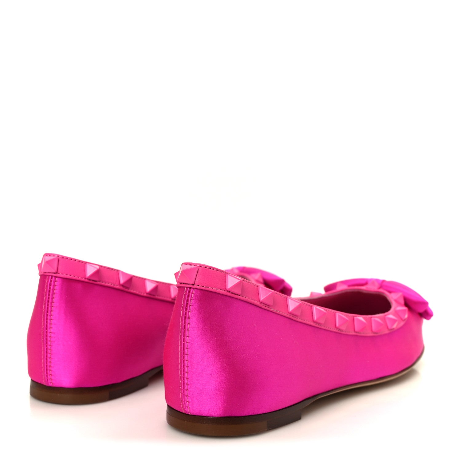 Valentino Garavani Satin Nappa Rockstud Ballerina Flats 37 Fuchsia