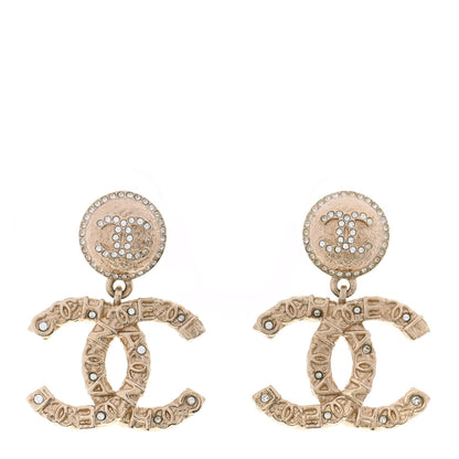 Chanel Crystal CC Drop Logo Earrings Gold 1 of 4