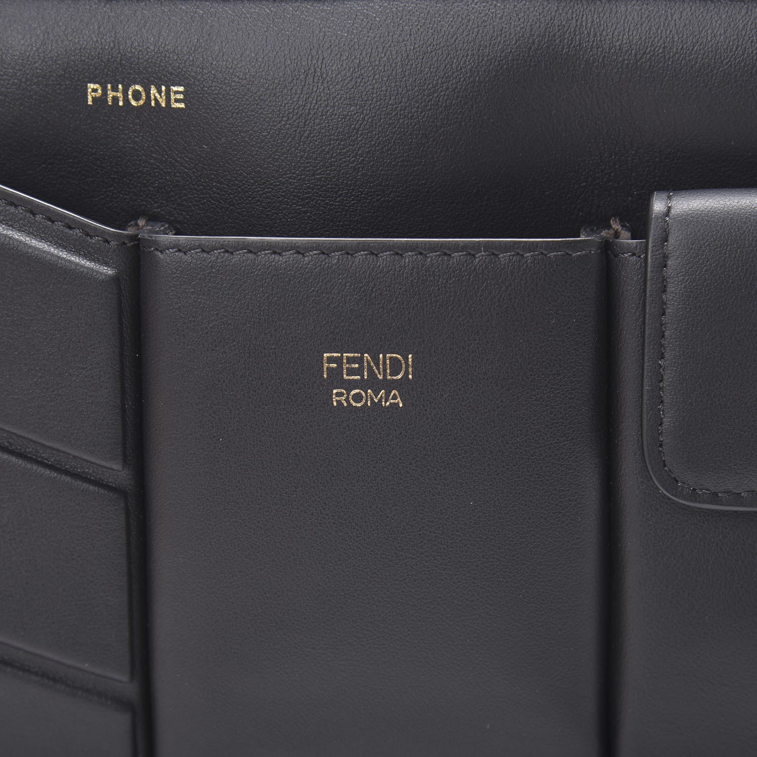 Fendi Vitello Grace Matte 3 Pocket Belt Pouch Black 5 of 9