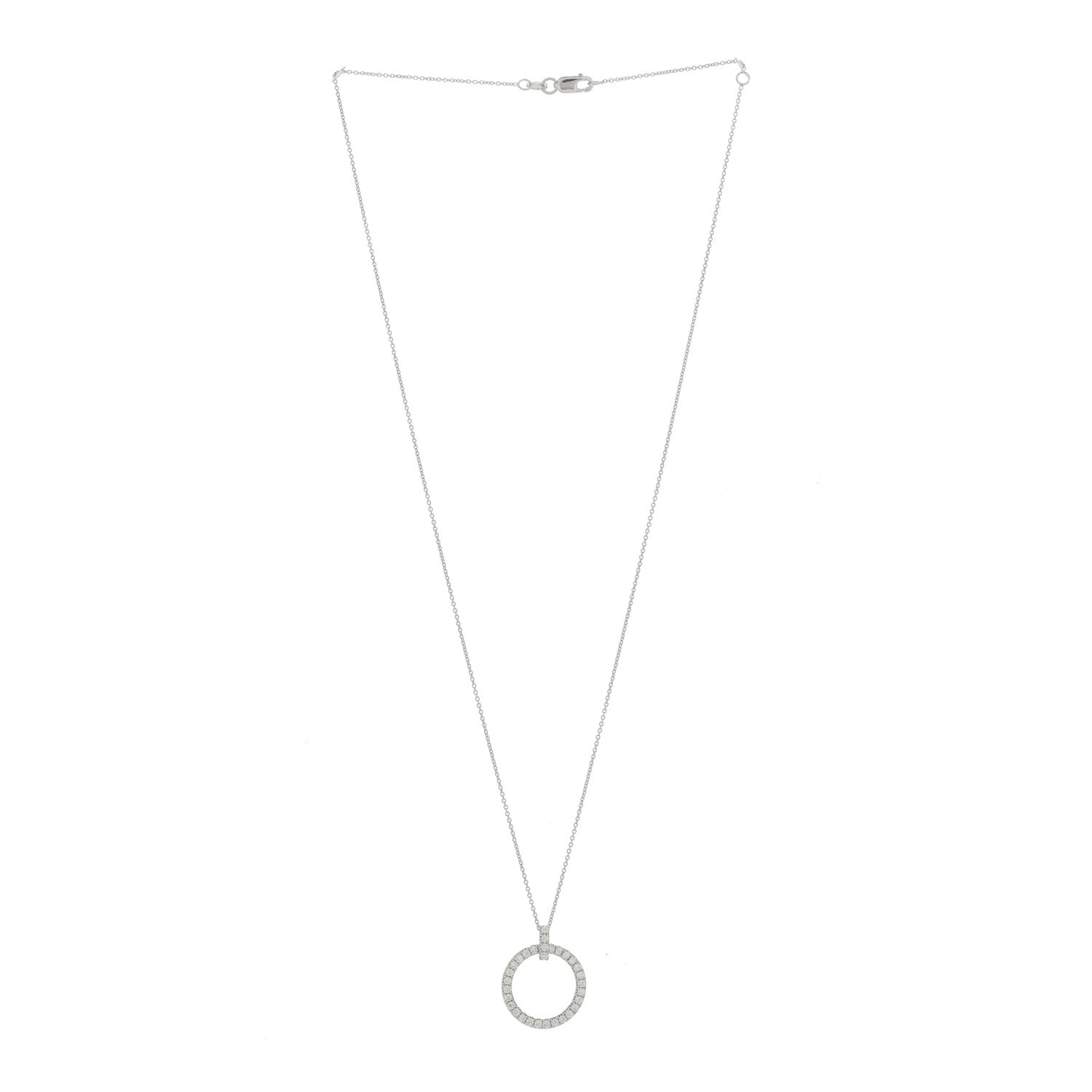 Roberto Coin 18K White Gold Diamond Circle Pendant Necklace 3 of 5