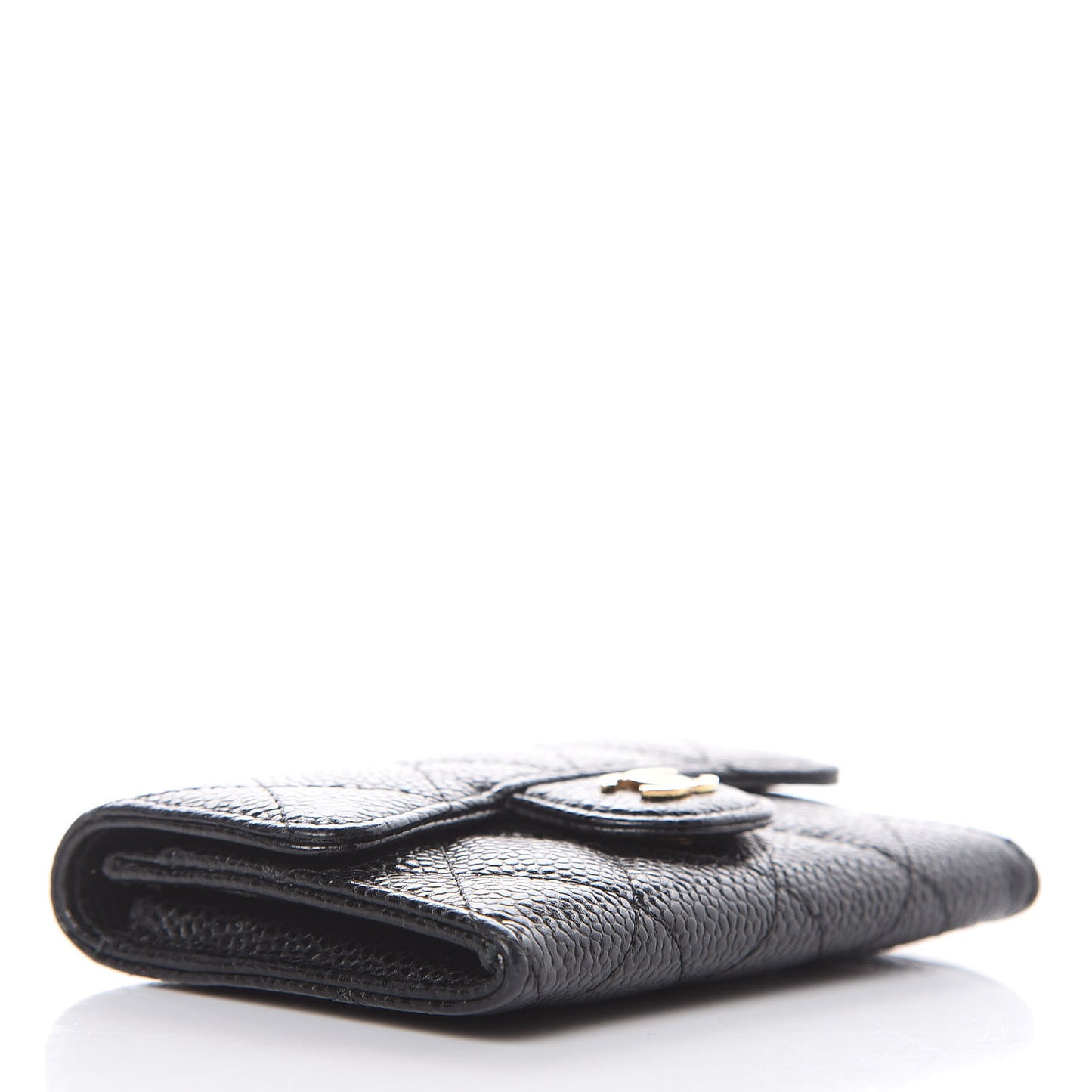 Caviar Quilted Flap Card Holder Black