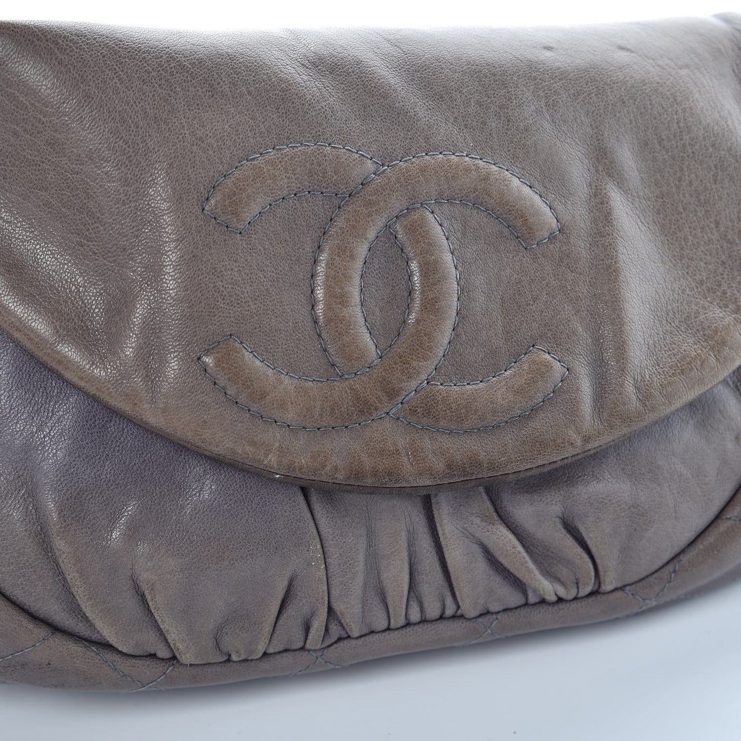 Lambskin Half Moon Wallet on Chain WOC Light Grey