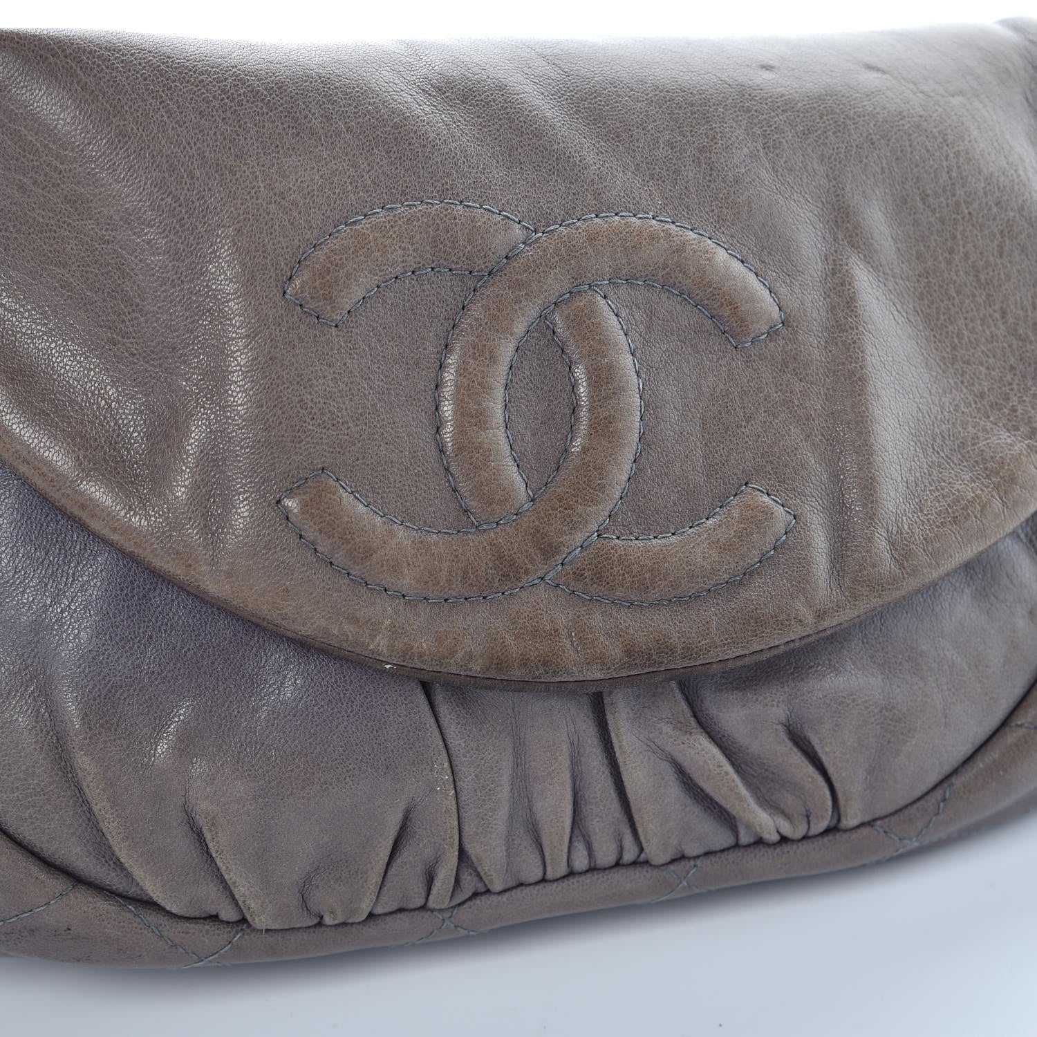 Chanel Lambskin Half Moon Wallet on Chain WOC Light Grey 10 of 11