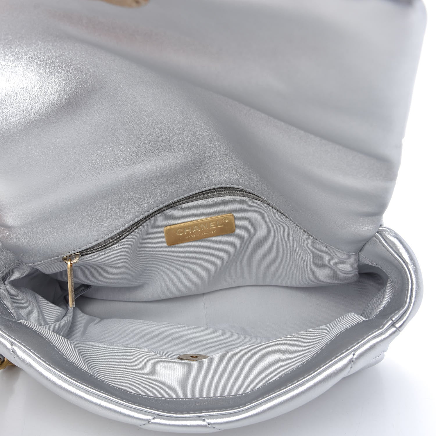 Chanel Metallic Lambskin Quilted Medium Chanel 19 Flap Silver 5 of 10