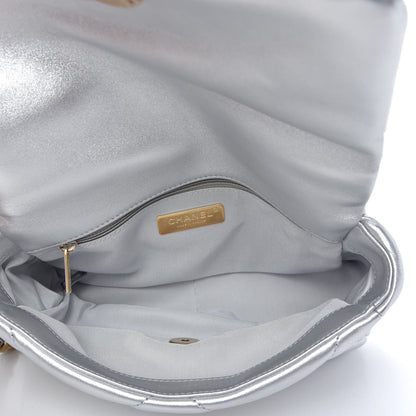 Chanel Metallic Lambskin Quilted Medium Chanel 19 Flap Silver 5 of 10