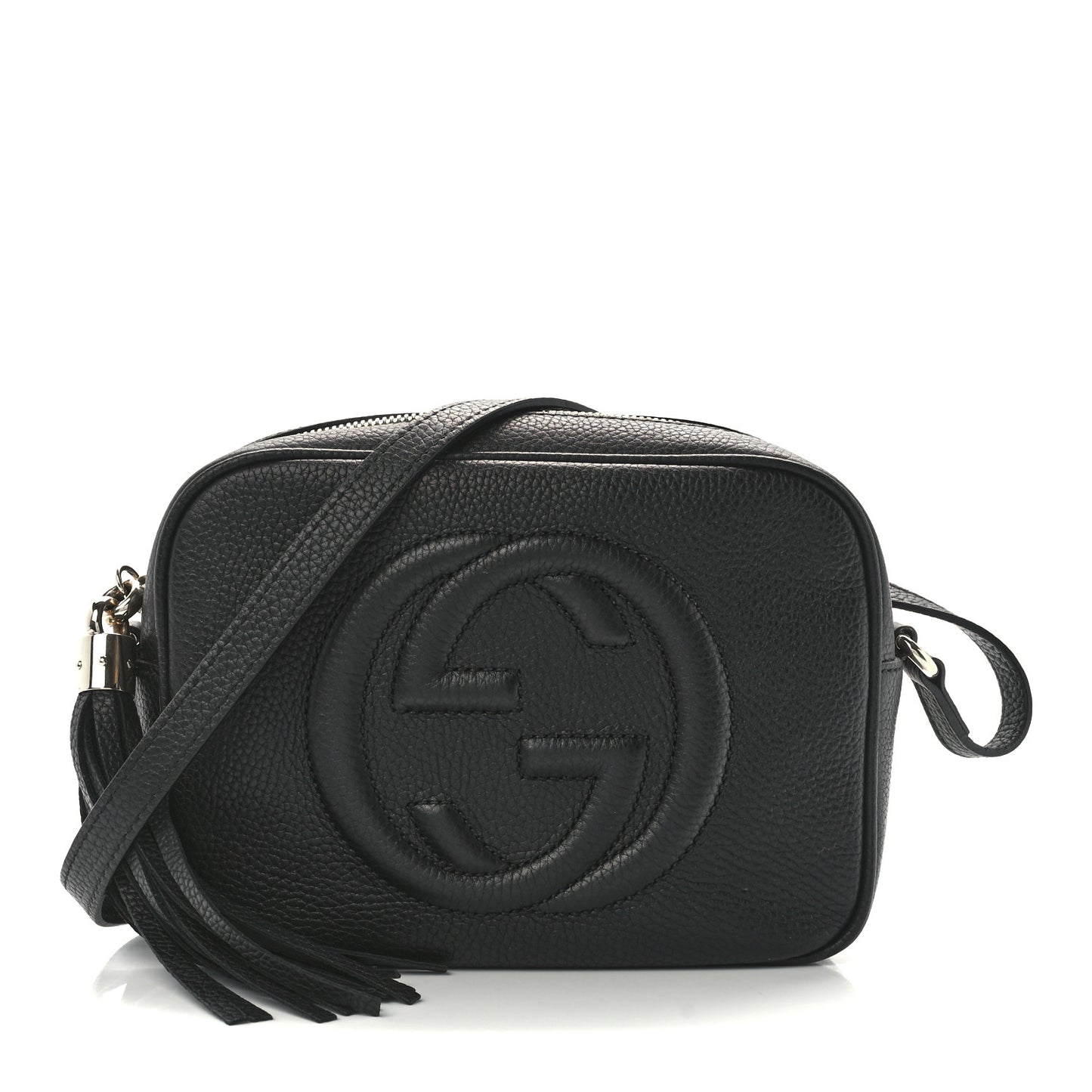 Pebbled Calfskin Small Soho Disco Bag Black