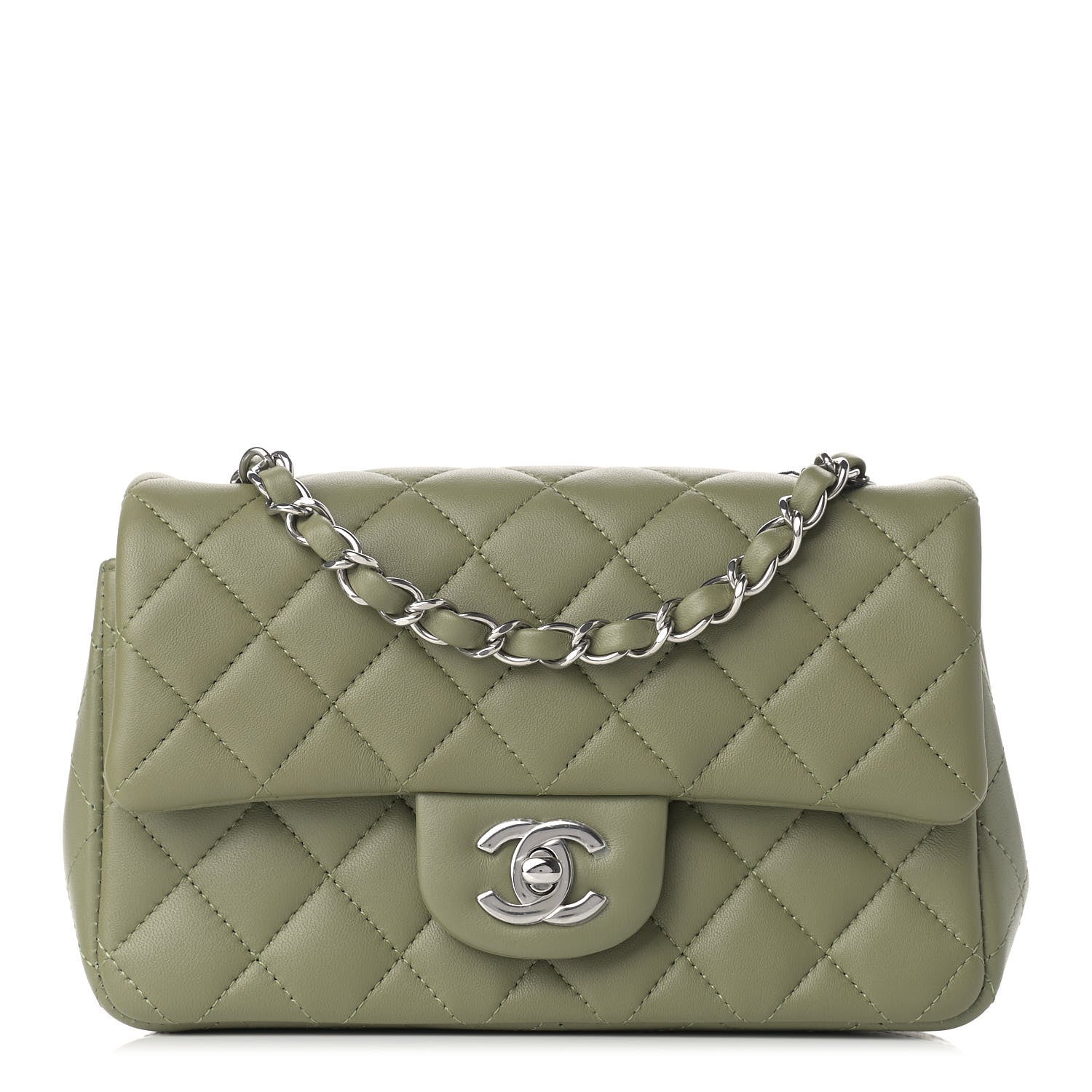 Chanel Lambskin Quilted Mini Rectangular Flap Green 1 of 9