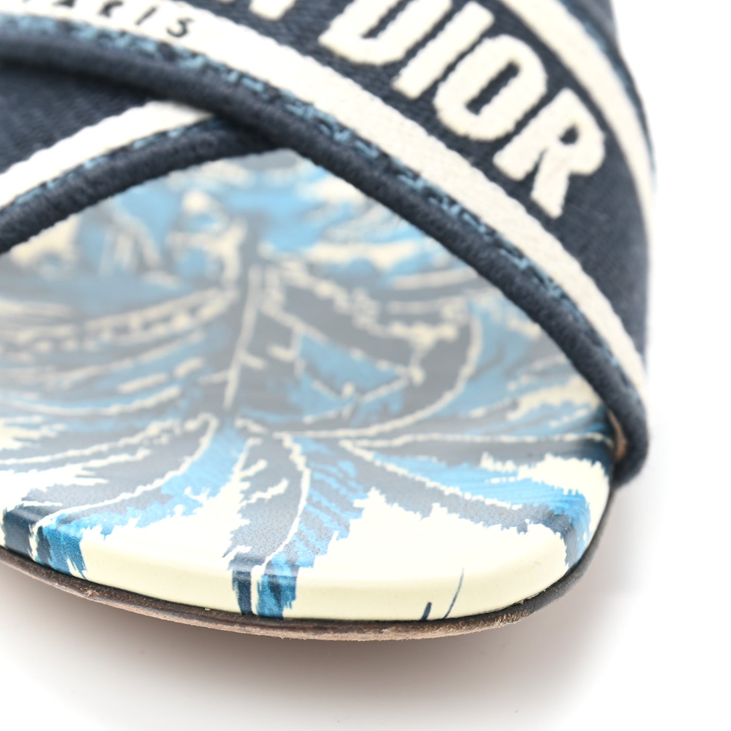 Canvas Palms Embroidered Dway Criss Cross Slide Sandals 38 Indigo Blue