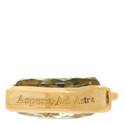 Foundrae 18K Yellow Gold Rock Crystal Small Per Aspera Ad Astra Sealed Gemstone Crest Pendant 4 of 5