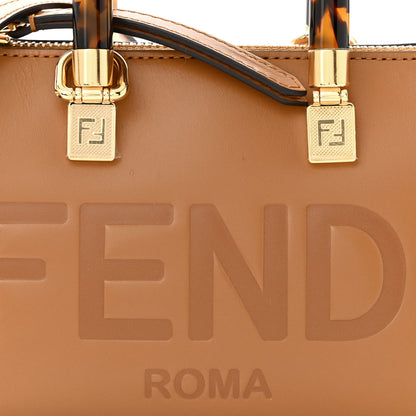Fendi Vitello King Plexiglass Logo Embossed Mini By The Way Top Handle Boston Bag Caramello 8 of 11