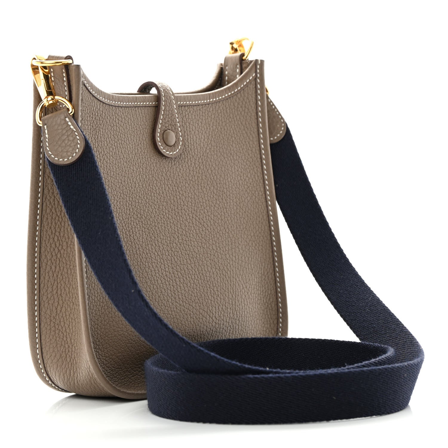 Hermes Taurillon Clemence Amazone Evelyne TPM Etoupe Bleu Indigo 3 of 11