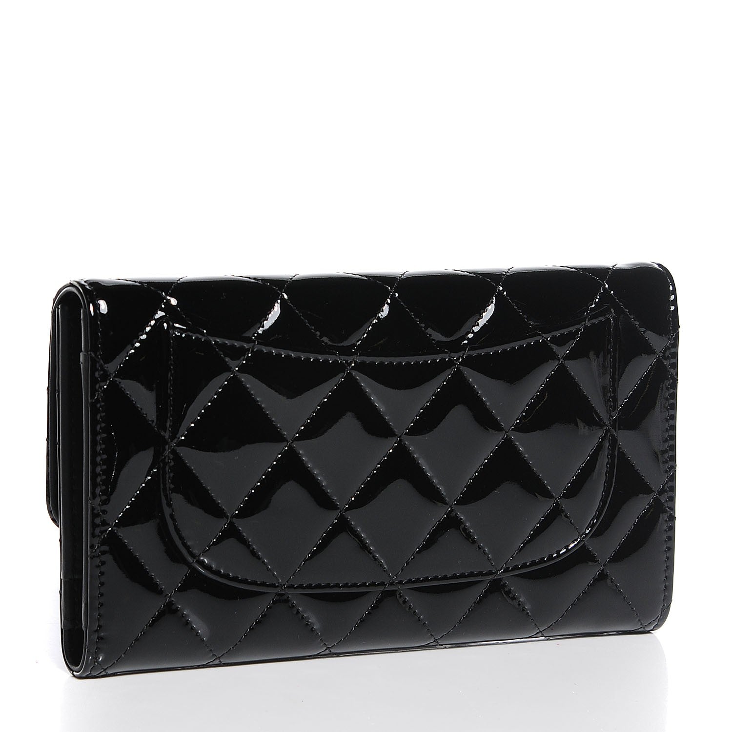 Chanel Patent Calfskin Quilted Large Flap Wallet Black 3 of 7