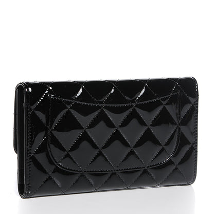 Chanel Patent Calfskin Quilted Large Flap Wallet Black 3 of 7