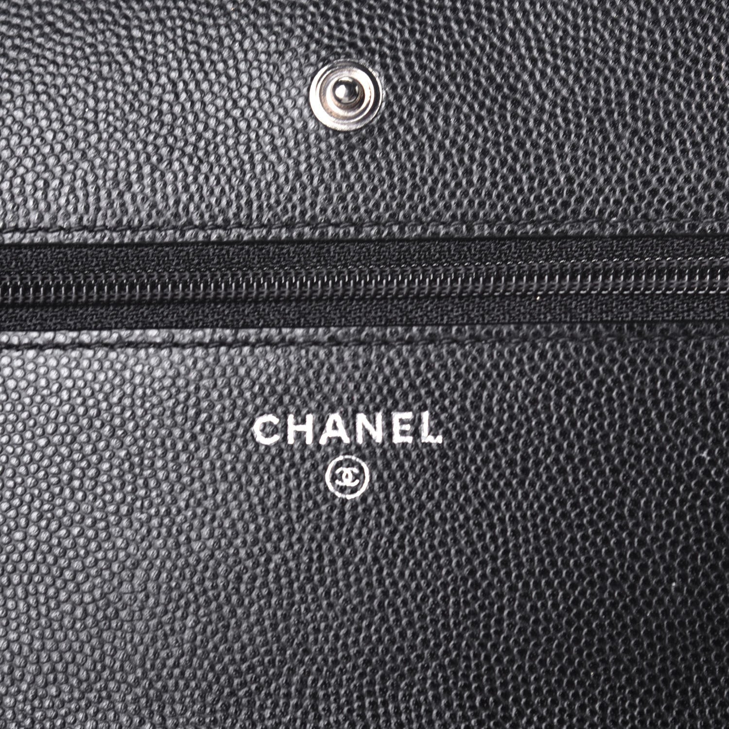 Chanel Caviar Chevron Quilted Wallet On Chain WOC Black 6 of 9