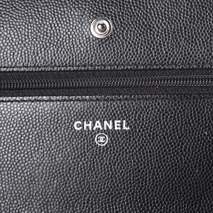 Chanel Caviar Chevron Quilted Wallet On Chain WOC Black 6 of 9