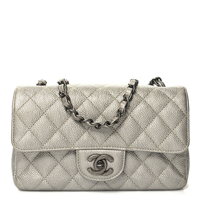 Chanel Metallic Caviar Quilted Mini Rectangular Flap Silver 1 of 10