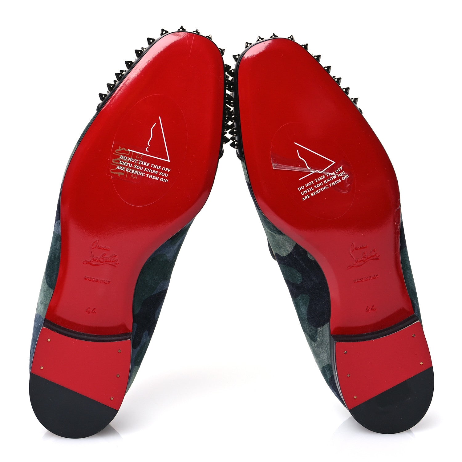 Christian Louboutin Suede Mens Spooky Spiked Flat Loafers 44 Green Blue 5 of 8