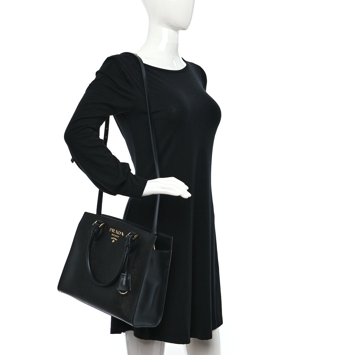 Prada Saffiano Soft Calfskin Large Tote Black 2 of 11