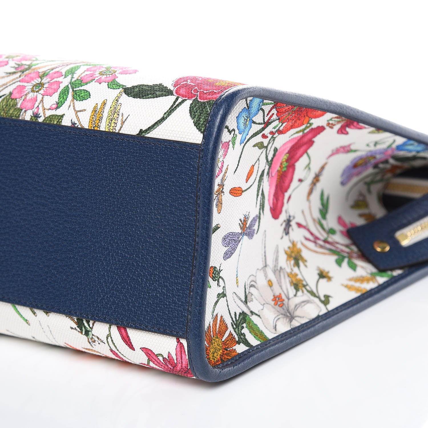 Gucci Canvas Large Flora Tote Navy Multicolor 9 of 10