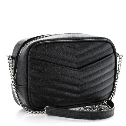 Saint Laurent Grain De Poudre Matelasse Monogram Mini Lou Camera Bag Black 3 of 11