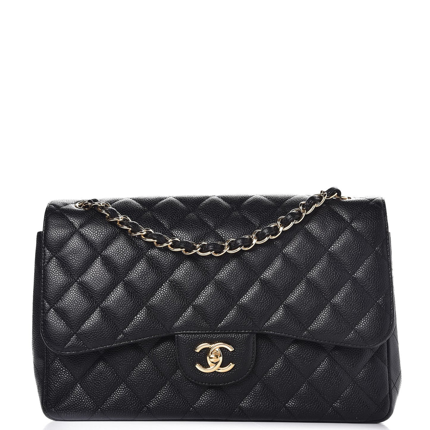 Caviar Quilted Jumbo Double Flap Black