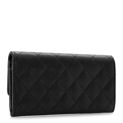 Chanel Caviar Quilted Textured CC Flap Wallet Black 3 of 9