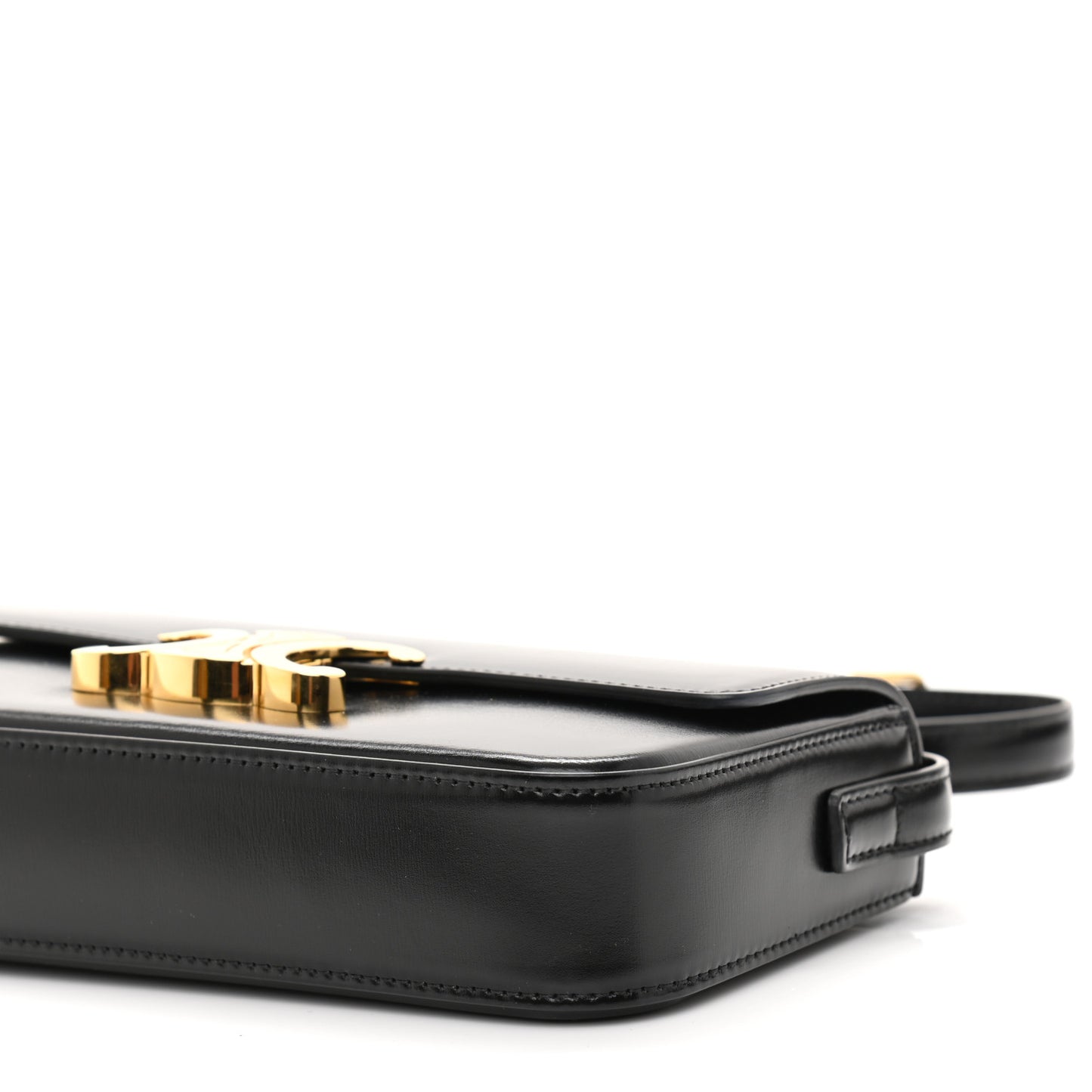 Shiny Calfskin Triomphe Shoulder Bag Black