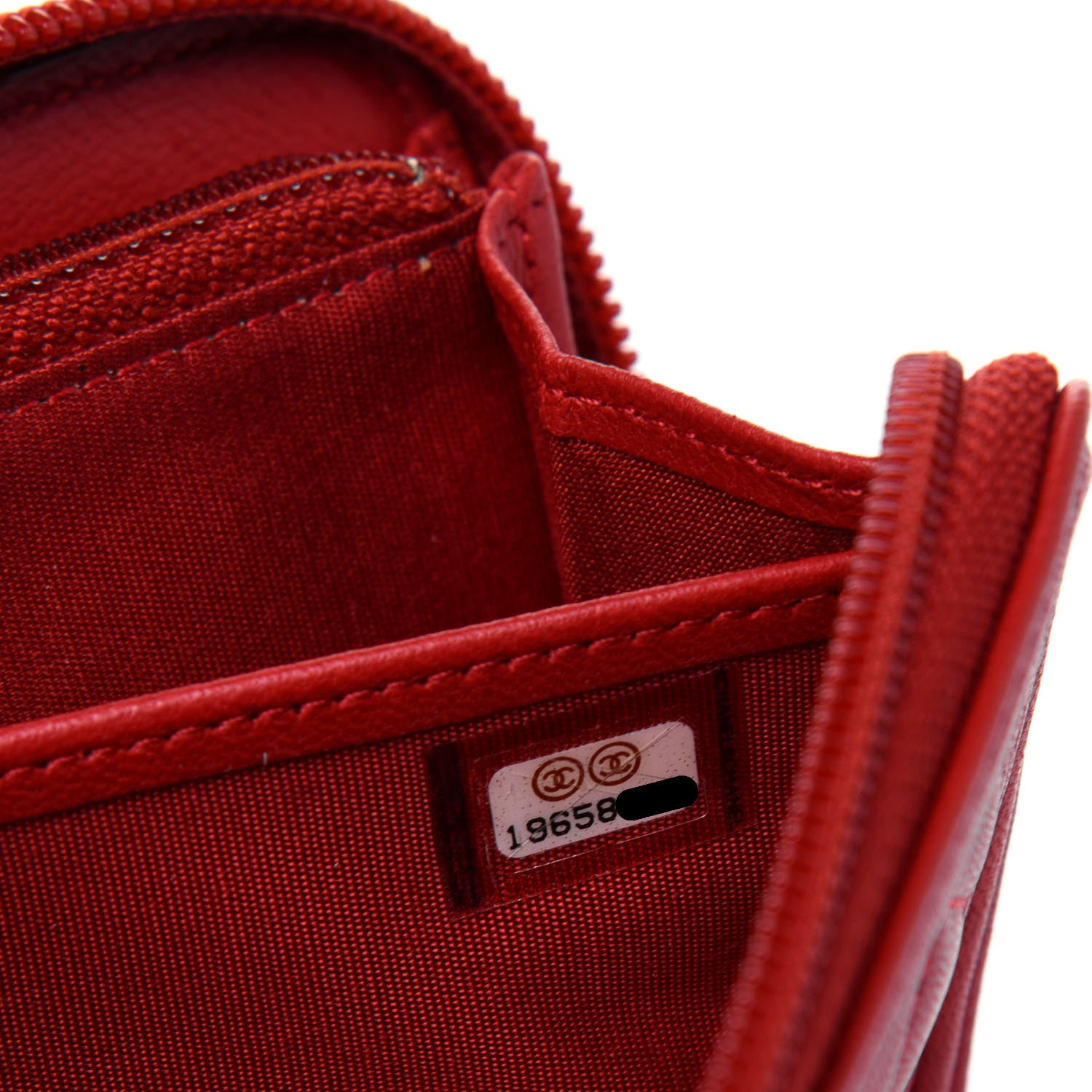 Chanel Lambskin Quilted Boy Zip Around Wallet Red 8 of 16